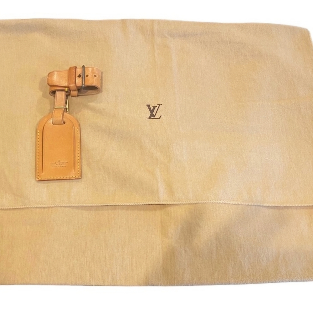 Louis Vuitton Tan Dust Bag & Leather Luggage Tag and Poignet Set